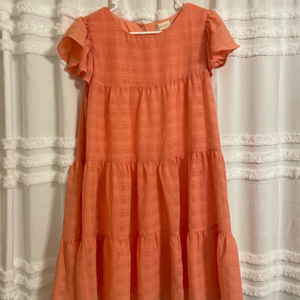 Altar'd State Pink and Orange Flutter Sleeve Sundress